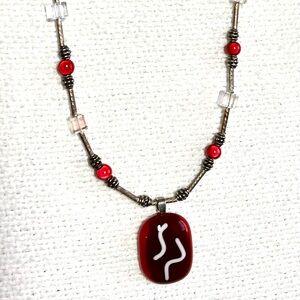 Elegant Red Beaded Necklace HANDMADE